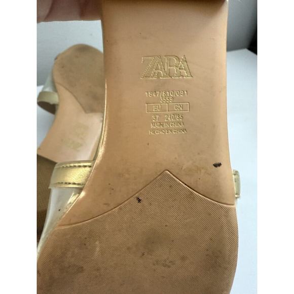 Zara Traslucident Gold Flat Slide Sandals Women's Size 37 - Picture 12 of 12